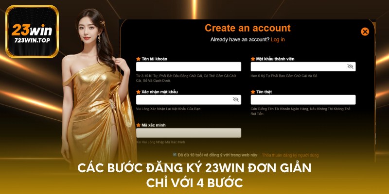 Các bước đăng ký 23win đơn giản chỉ với 4 bước